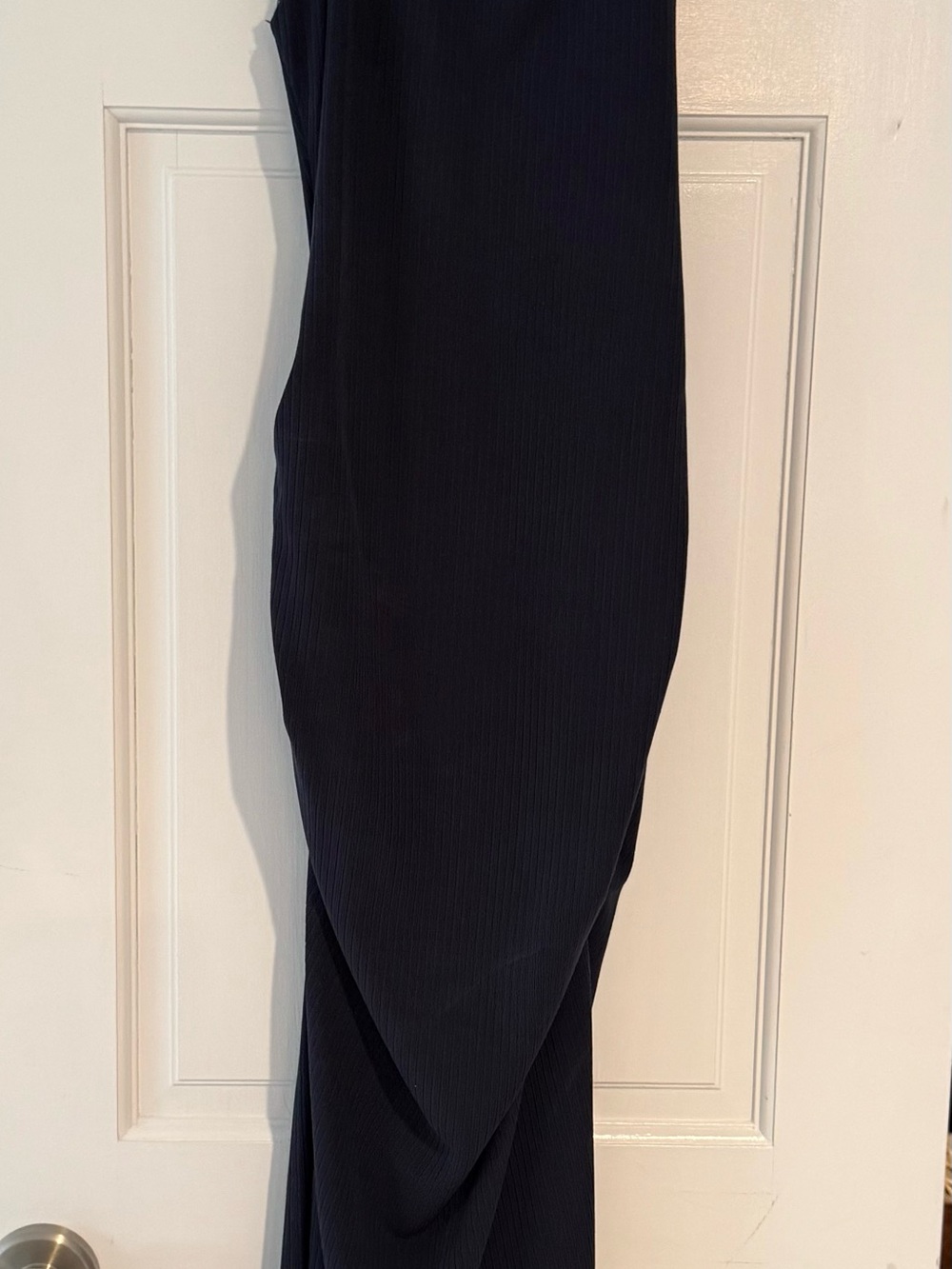 Heartloom Navy Ribbed Maxi Dress Braided Gold Metallic Straps Size S